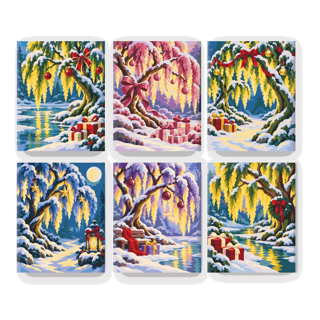 6 Mini Paintings | Kerst Wilgenmeer Set