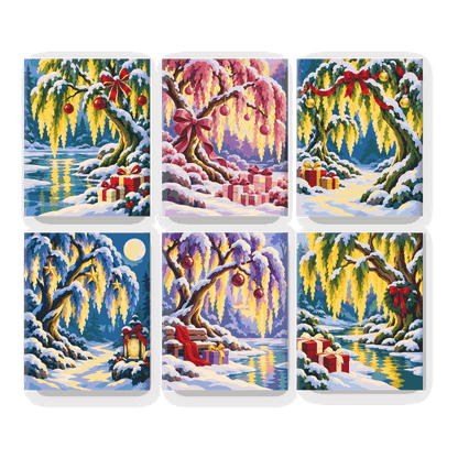 6 Mini Paintings | Kerst Wilgenmeer Set