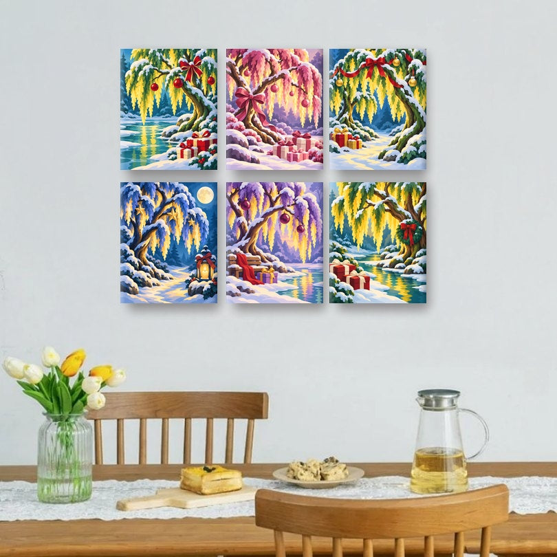 6 Mini Paintings | Kerst Wilgenmeer Set