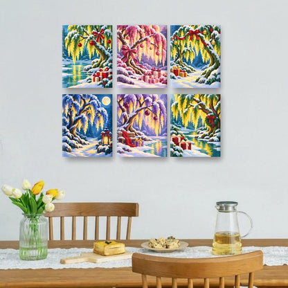 6 Mini Paintings | Kerst Wilgenmeer Set