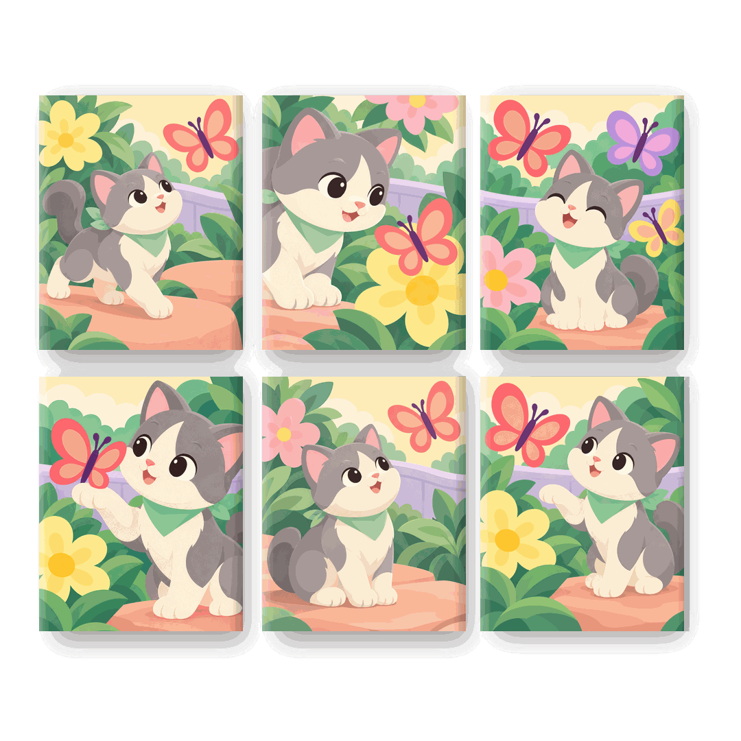 6 Mini Paintings | Tuin Kitten Set