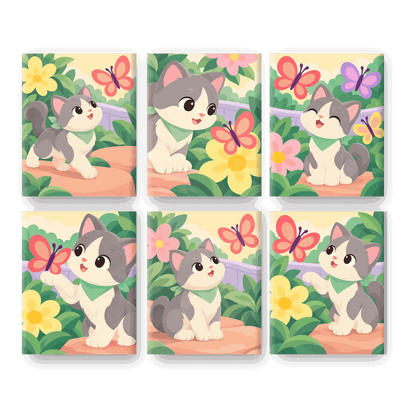 6 Mini Paintings | Tuin Kitten Set