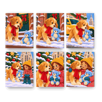 6 Mini Paintings | Kerst Puppy Set