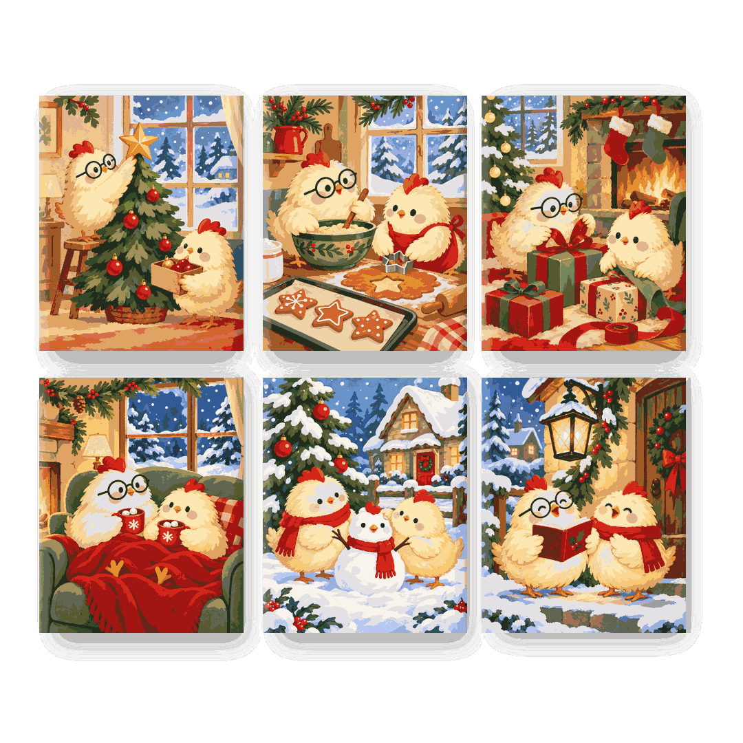 6 Mini Paintings | Een Zeer Kippig Kerst Set