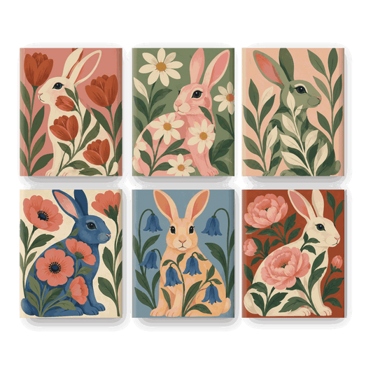 6 Mini Paintings | Botanische Konijntjes Set