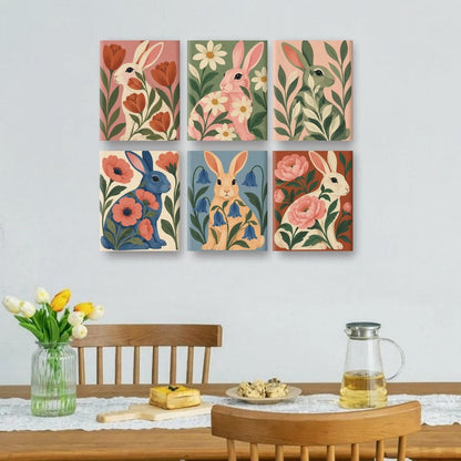 6 Mini Paintings | Botanische Konijntjes Set