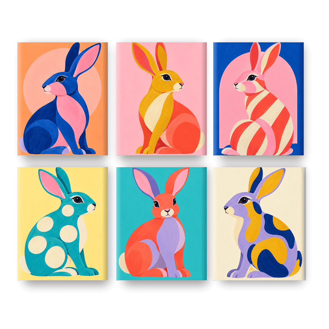 6 Mini Paintings | Bunny Pop Set