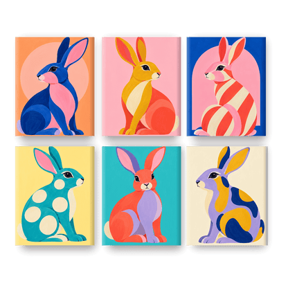 6 Mini Paintings | Bunny Pop Set