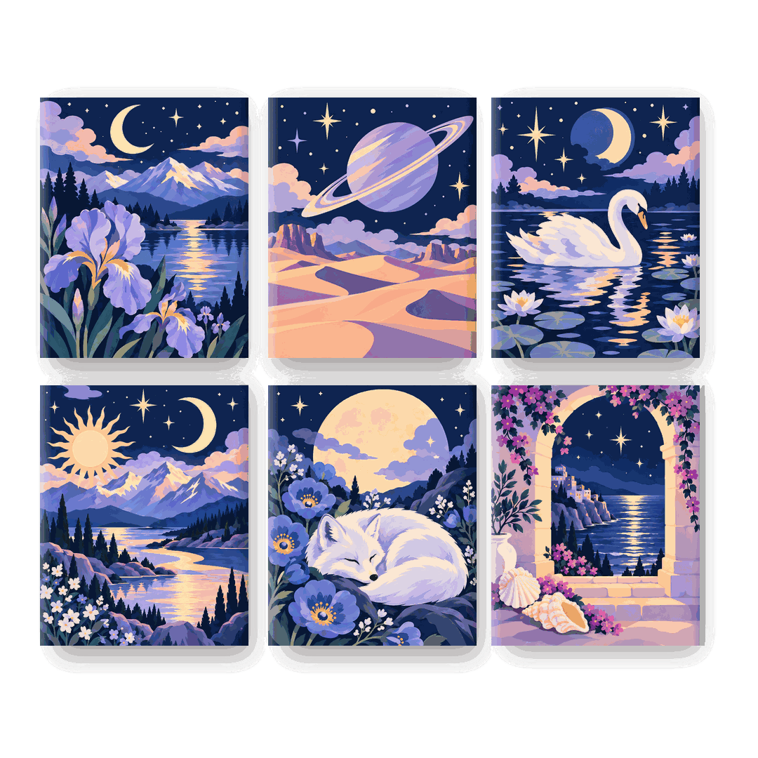 6 Mini Paintings | Hemelse Droomlandschappen Set