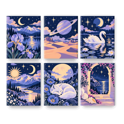 6 Mini Paintings | Hemelse Droomlandschappen Set