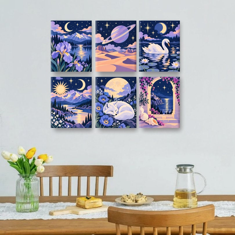 6 Mini Paintings | Hemelse Droomlandschappen Set