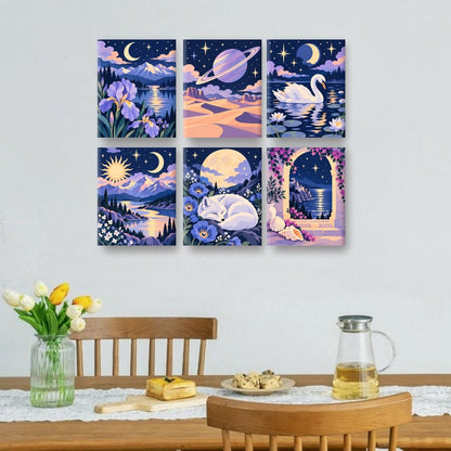 6 Mini Paintings | Hemelse Droomlandschappen Set