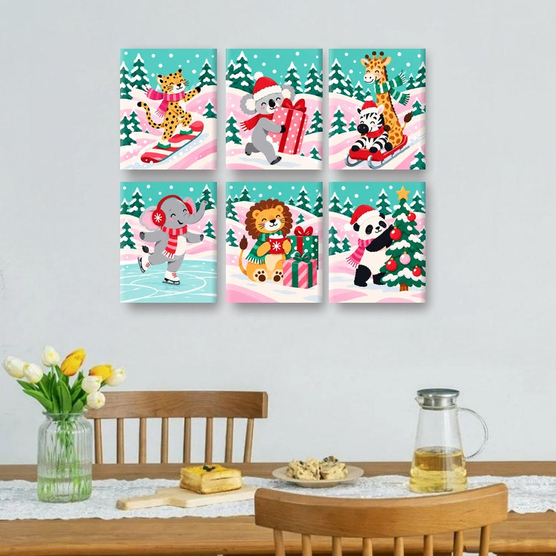 6 Mini Paintings | Kerst Snoep Hellingen Set