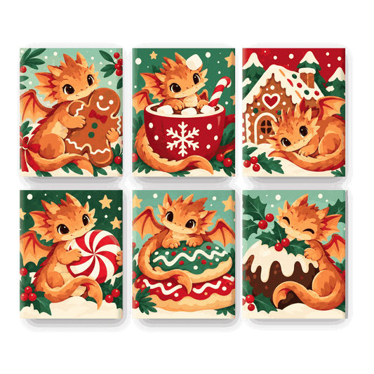 6 Mini Paintings | Peperkoek Draak Bakkerij Set