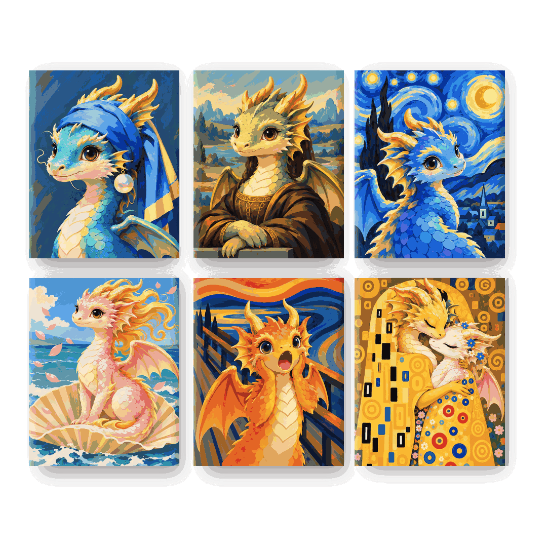 6 Mini Paintings | Meesterwerk Kleine Draken Set