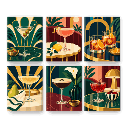 6 Mini Paintings | Neo Deco Cocktails Set