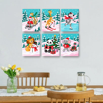 6 Mini Paintings | Pastel Sneeuw Safari Set