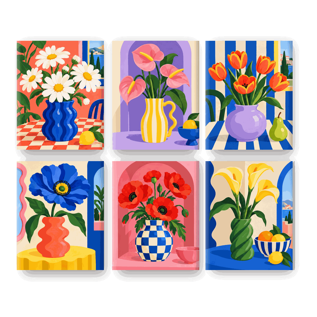 6 Mini Paintings | Speelse Bloemen Studio Set