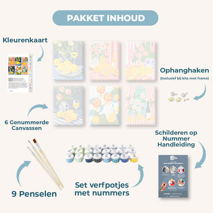 6 Mini Paintings | Bloemen & Drankjes set