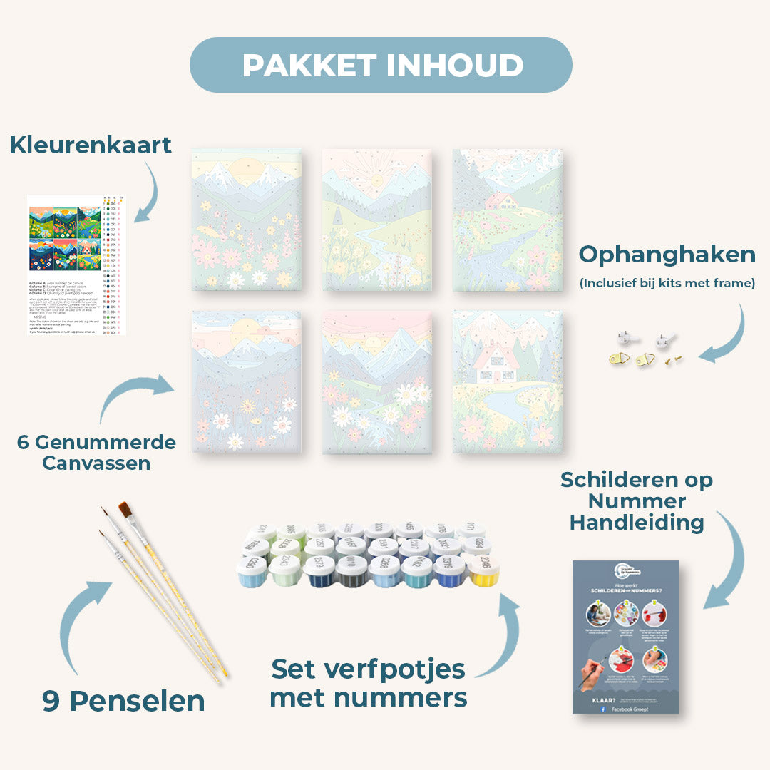 6 Mini Paintings | Kleurrijke landschappen set