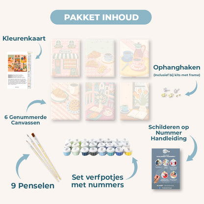 6 Mini Paintings | Koffie & Ontbijt Set