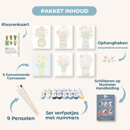 6 Mini Paintings | Bloemen in Blik Set