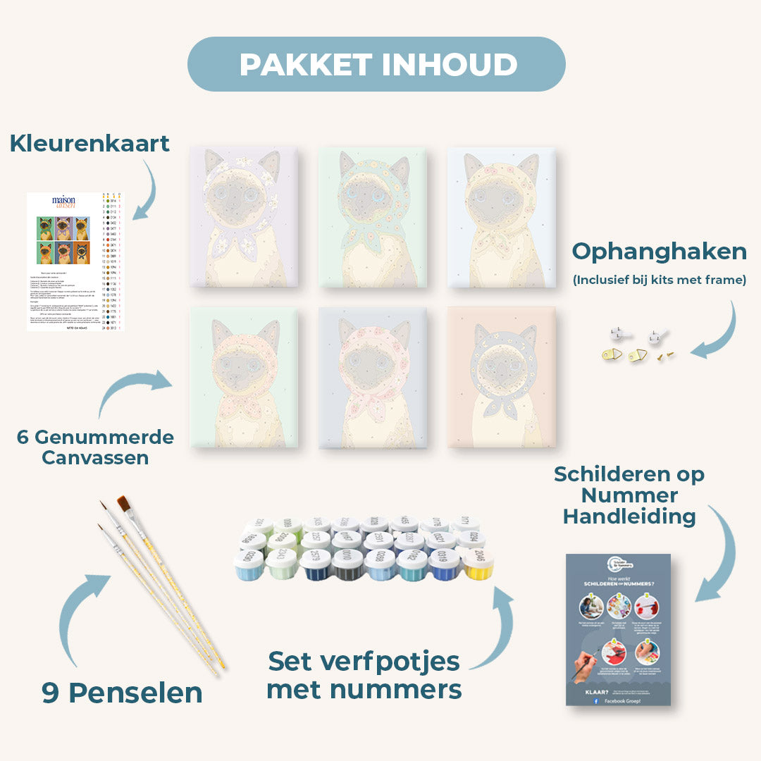 6 Mini Paintings | Schattige Katten Set