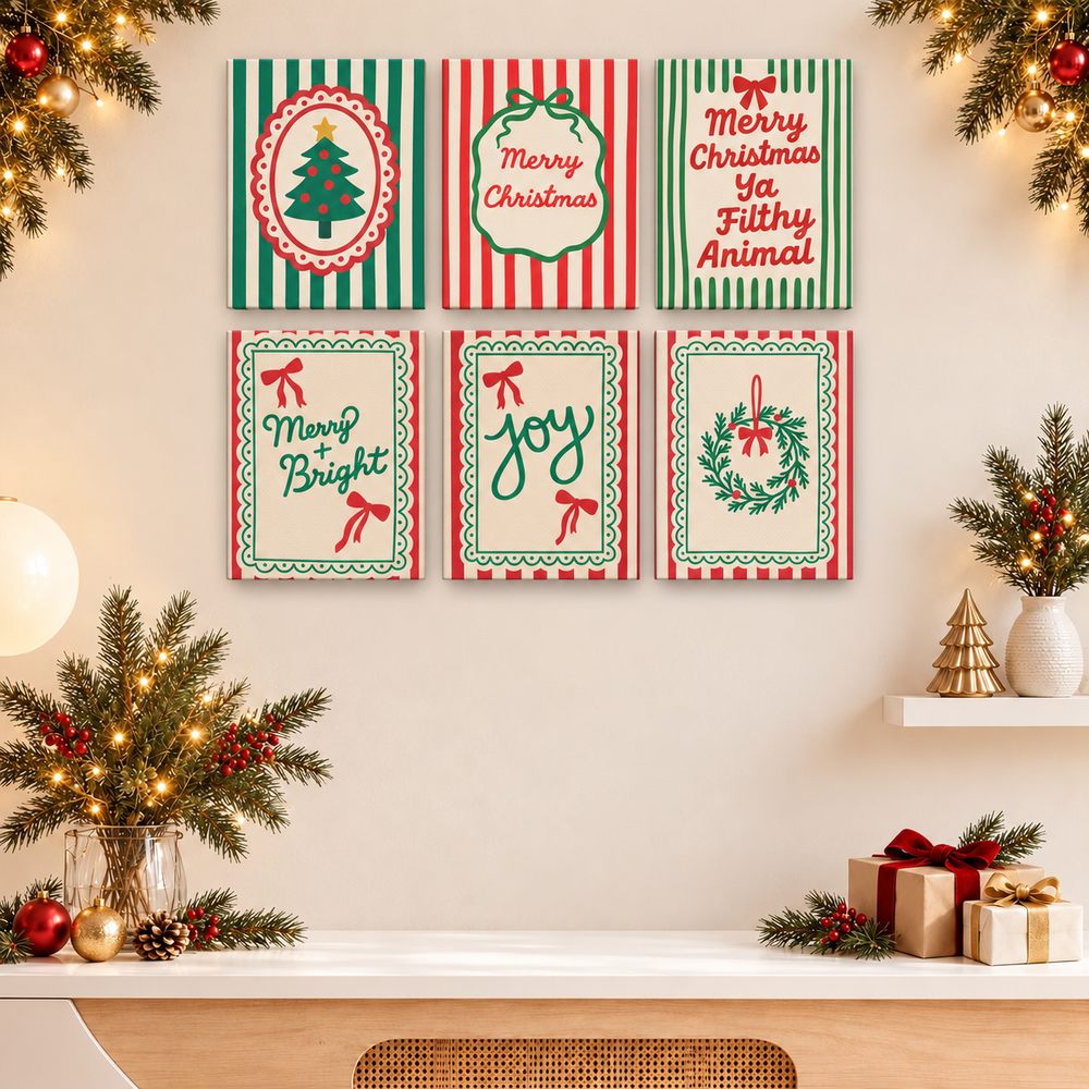 12 Mini Paintings | Kerststrikken & Strepen Bundel