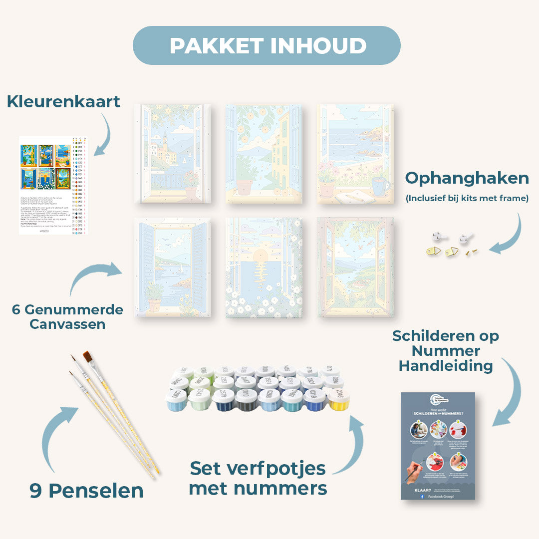 6 Mini Paintings |  Kleurrijke Ramen Set