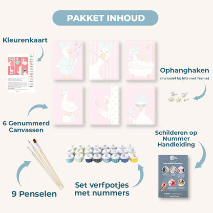 6 Mini Paintings | Badkamer Gans Set