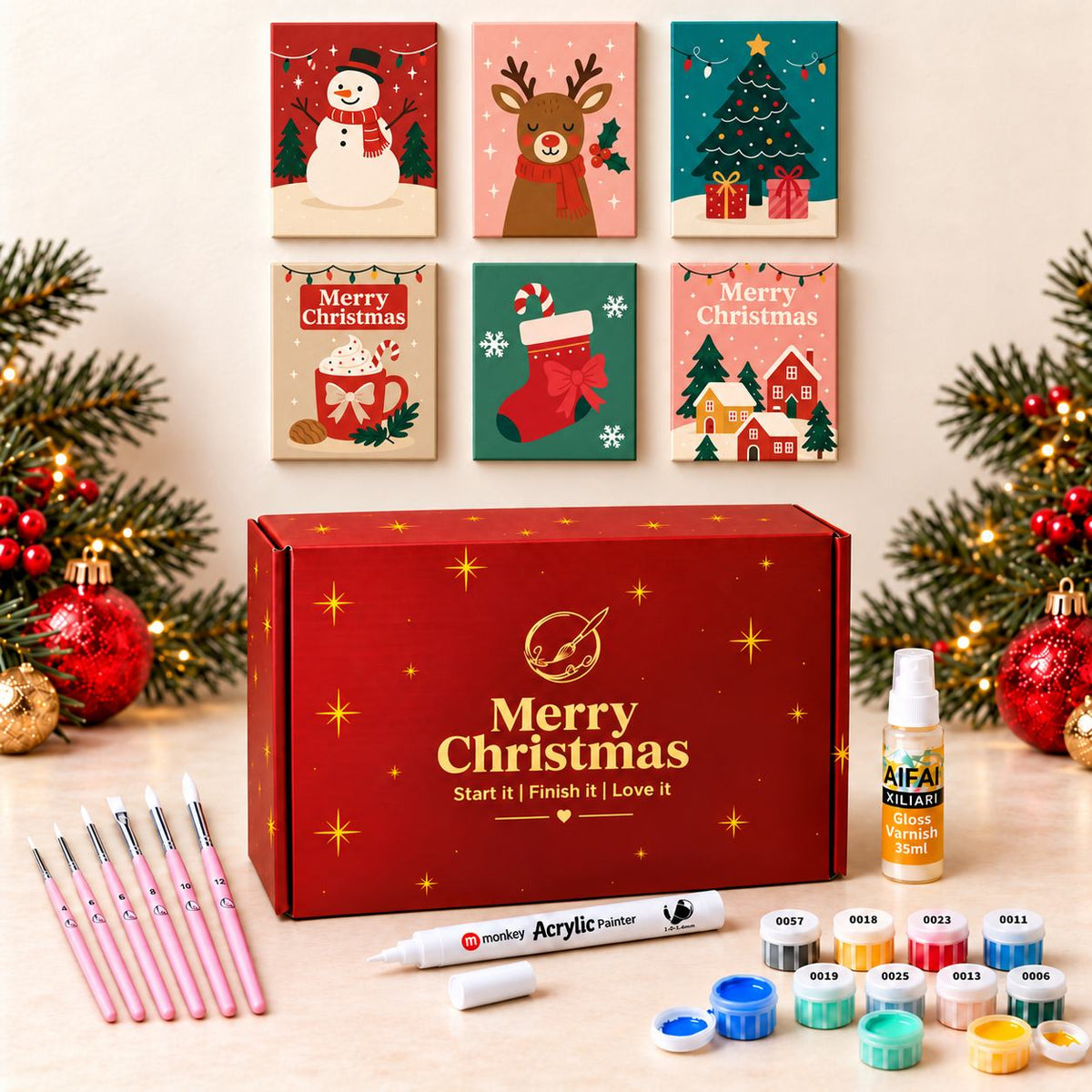 Schilderen op Nummer Kerstcadeaubox - Klassieke Kerst Bundel