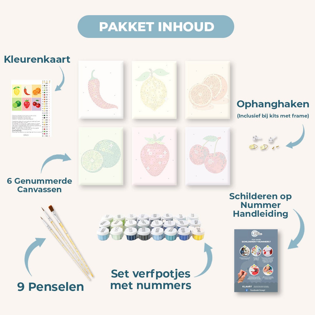 6 Mini Paintings | Glanzend Fruit Set