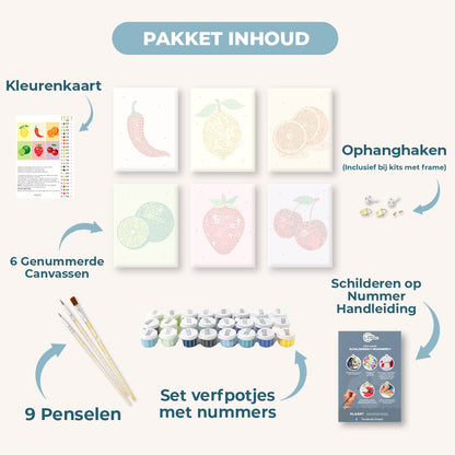 6 Mini Paintings | Glanzend Fruit Set