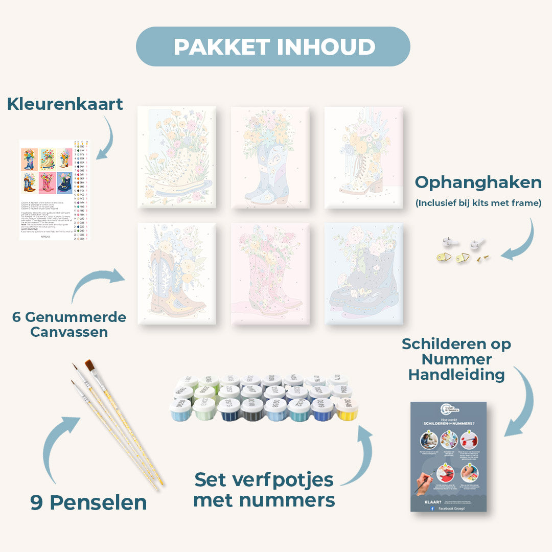 6 Mini Paintings | Bloemenlaarzen Set