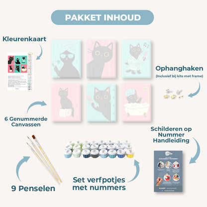 6 Mini Paintings | Badkamer Kat Set