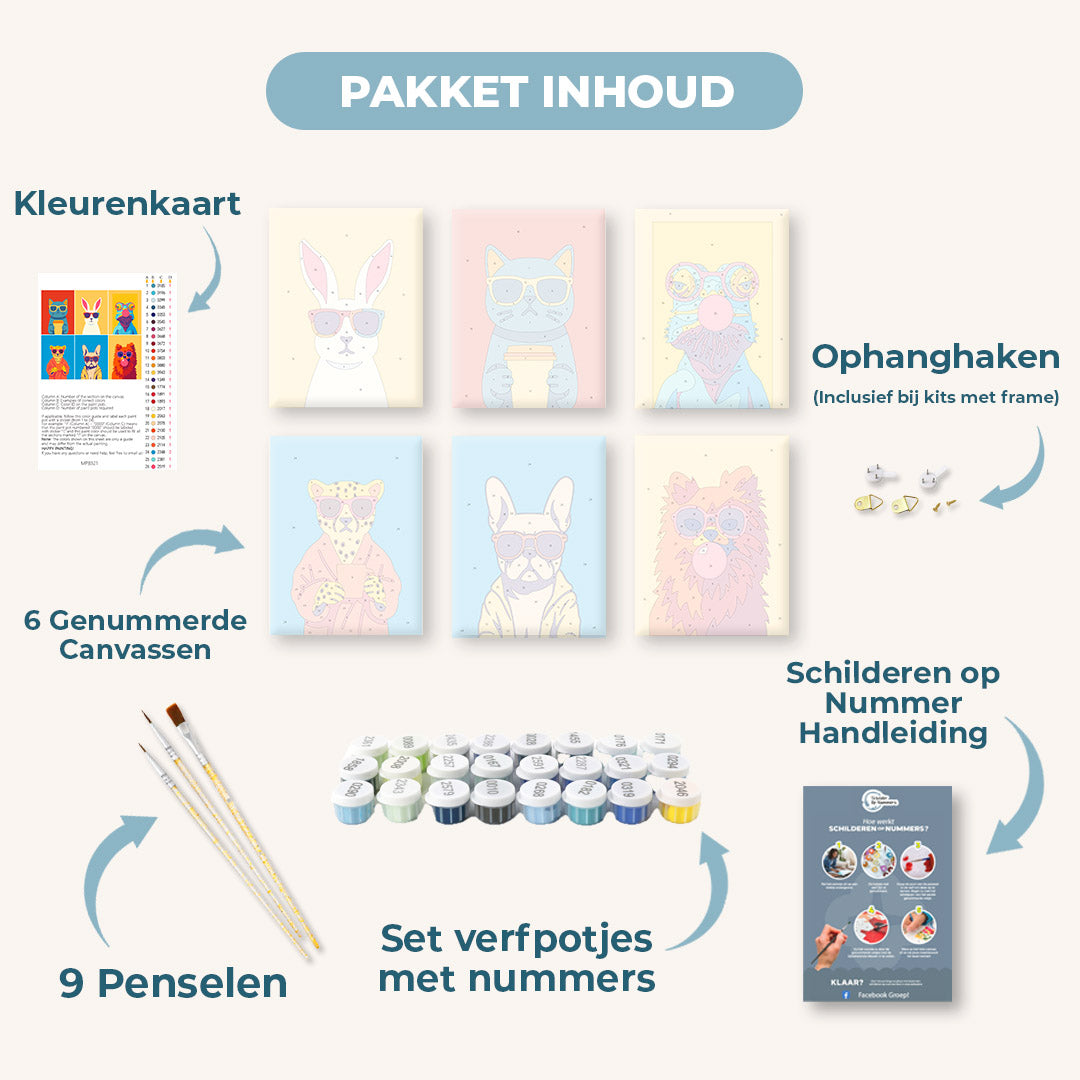 6 Mini Paintings | Coole Dieren Set