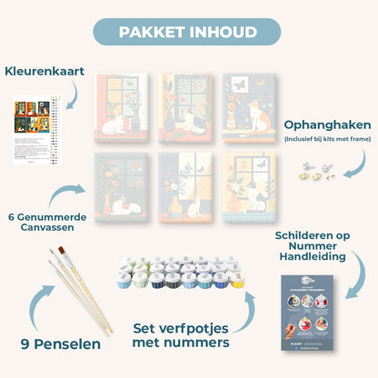 6 Mini Paintings | Katten Bij Het Raam Set