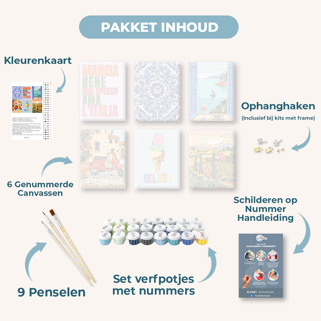 6 Mini Paintings | Italiaanse Lifestyle Set