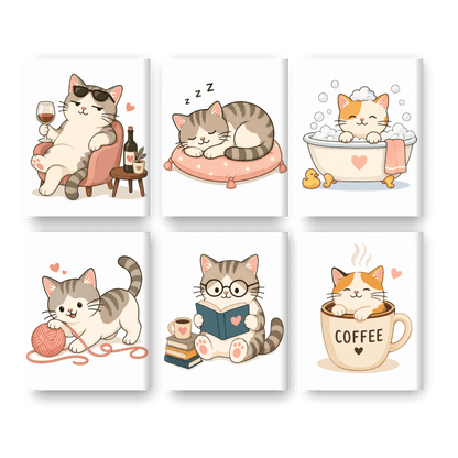 6 Mini Paintings | Kawaii Kat Leven Set