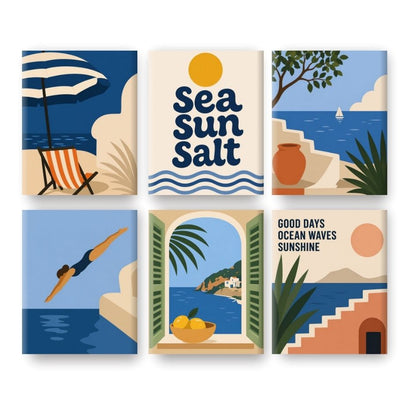6 Mini Paintings | Zon, Zee & Zout Set