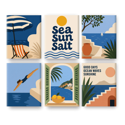 6 Mini Paintings | Zon, Zee & Zout Set