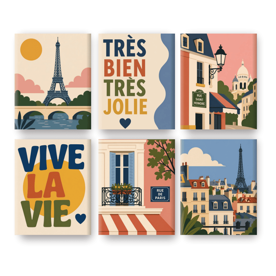 6 Mini Paintings | Prachtig Parijs Set