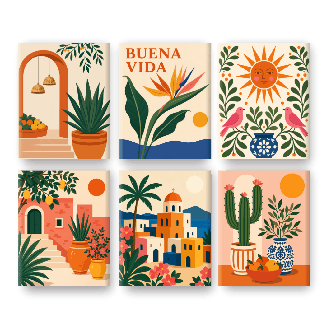 6 Mini Paintings | Mediterrane Zonneschijn Set