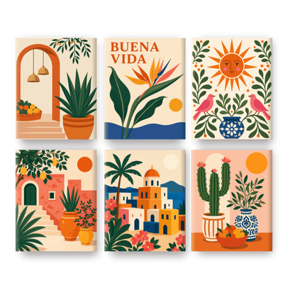 6 Mini Paintings | Mediterrane Zonneschijn Set