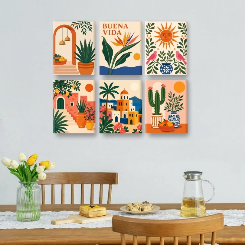 6 Mini Paintings | Mediterrane Zonneschijn Set