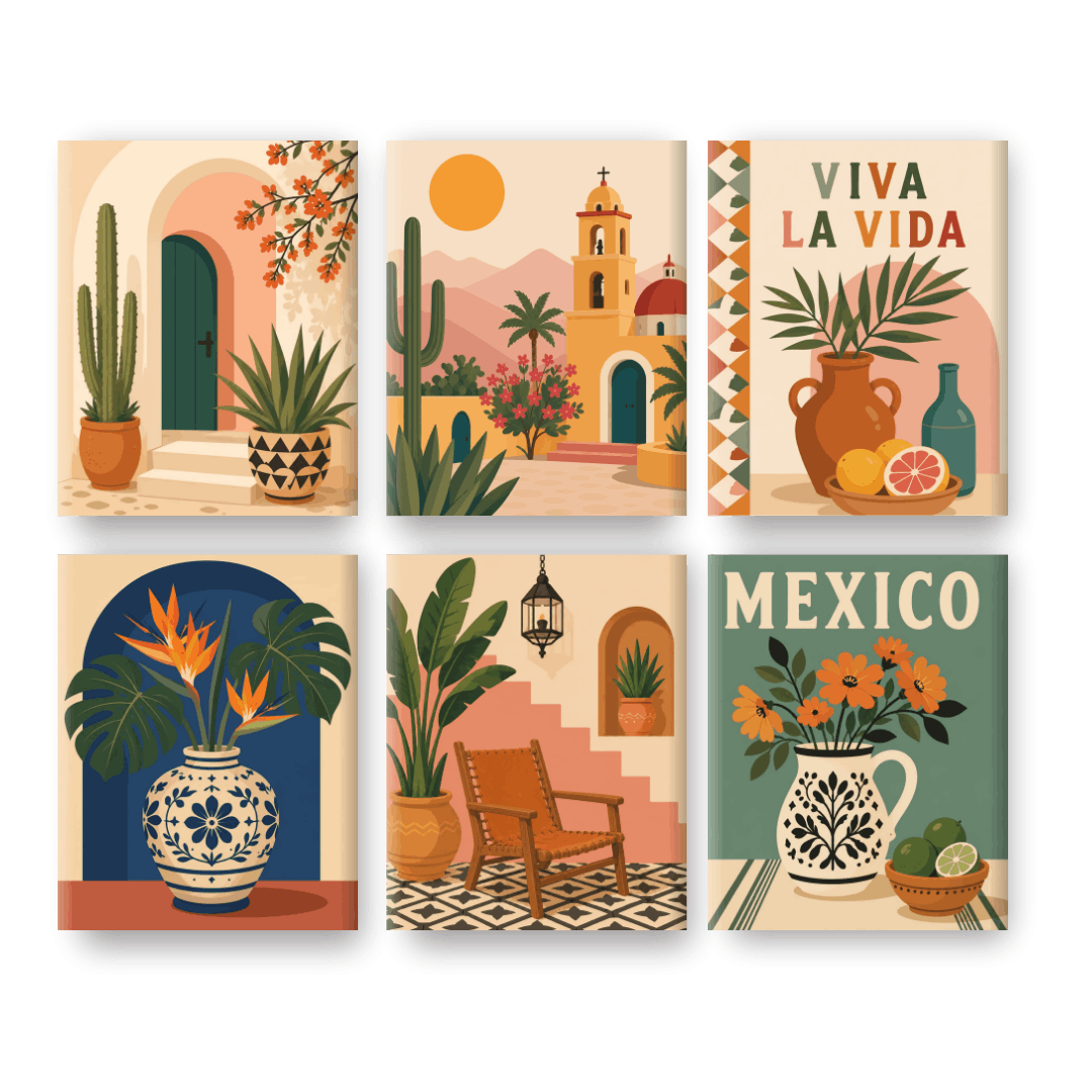 6 Mini Paintings | Viva La Vida Set - Schilder Op Nummers