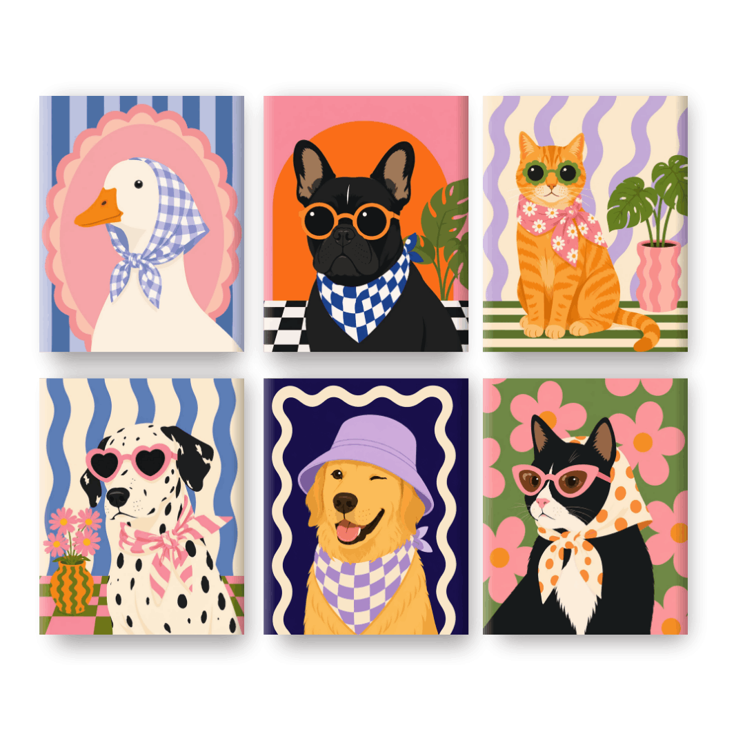 6 Mini Paintings | Fancy Dalmatier Set