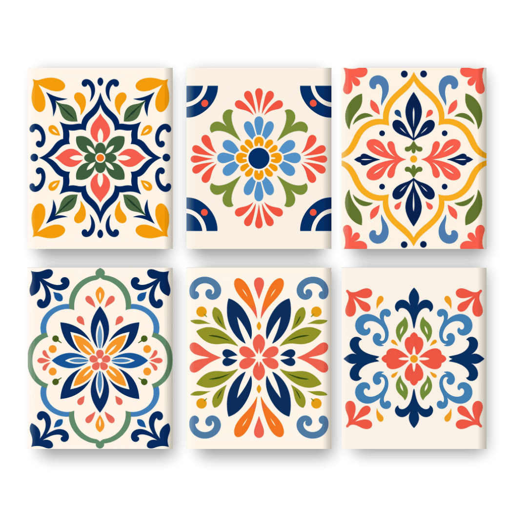 6 Mini Paintings | Marokkaanse Tegels Set