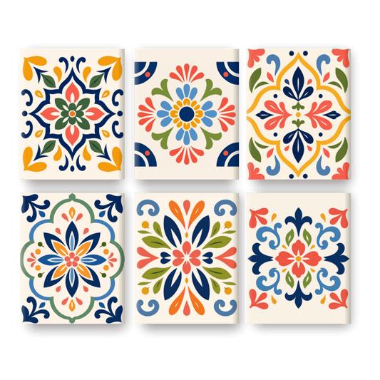 6 Mini Paintings | Marokkaanse Tegels Set