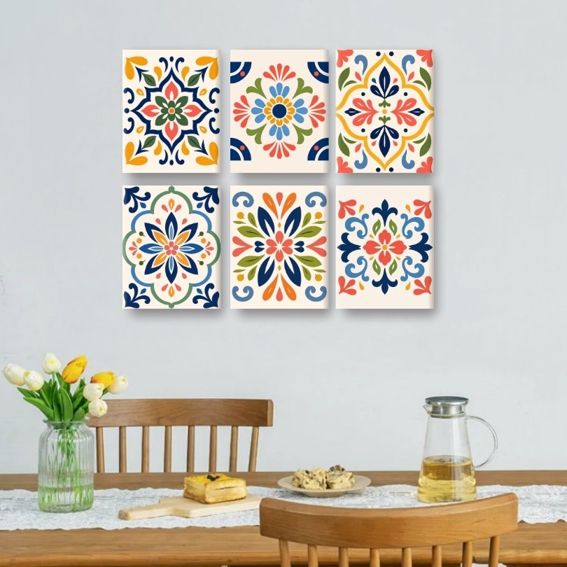 6 Mini Paintings | Marokkaanse Tegels Set